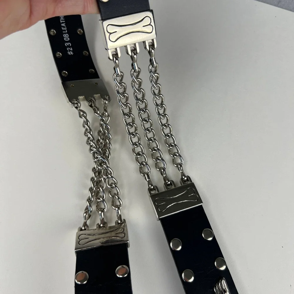 Harley-Davidson Belt Mens XL 40 Black Studded Chain Winged Skull Biker Moto USA